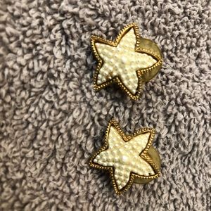 Gold & Pearl Starfish Nautical Pierced Earrings